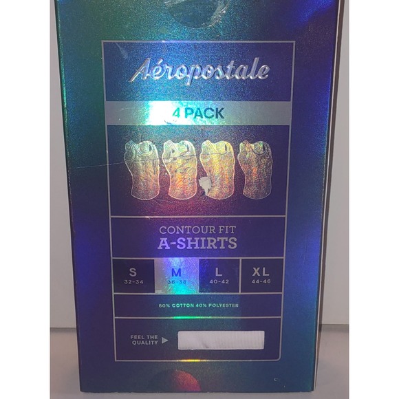 Aeropostale A-Shirts Contour Fit Undershirts 4-Pack White Medium NIB activewear - Picture 2 of 4